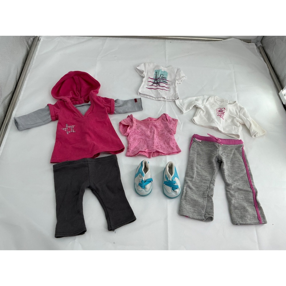 American Girl Doll Clothes Lot Pink Hoodie Pants Shirts Shoes 18 Inch Outfit